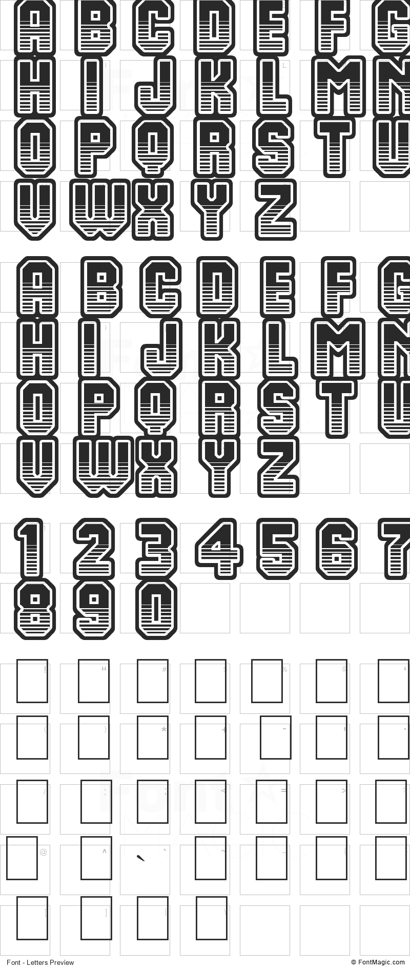 Team 401 Font - All Latters Preview Chart